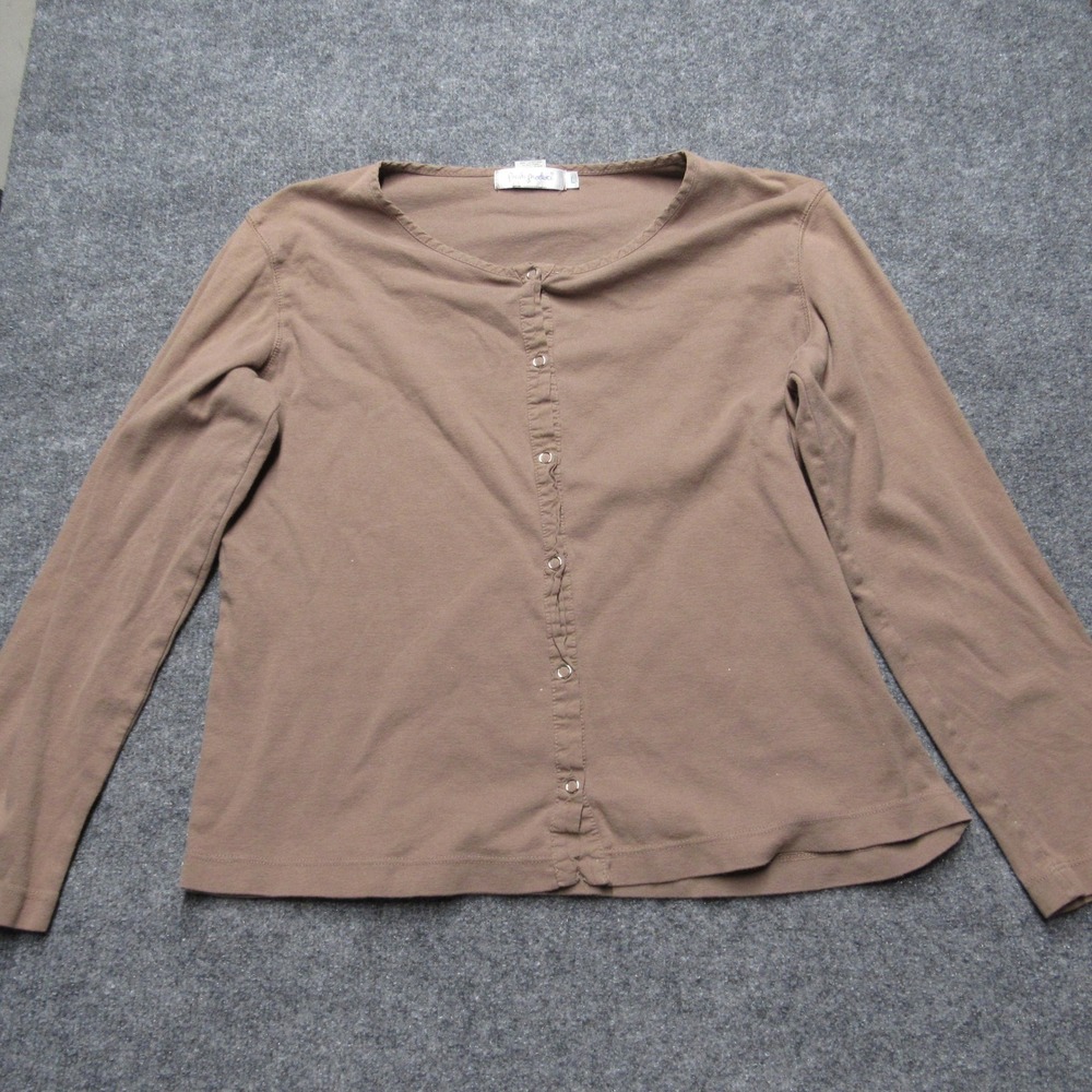 Fresh Produce Womens Brown Long Sleeve Snap Front Cardigan Top Size L